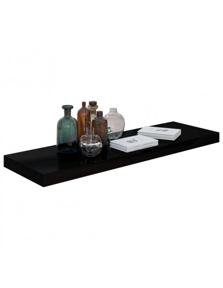 Scaffali a Parete 4 pz Nero Lucido 80x23,5x3,8 cm in MDF