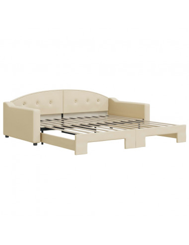 Divano Letto con Letto Estraibile Crema 100x200 cm in Tessuto