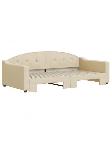 Divano Letto con Letto Estraibile Crema 100x200 cm in Tessuto