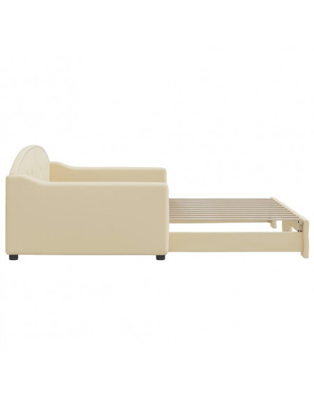 Divano Letto con Letto Estraibile Crema 100x200 cm in Tessuto