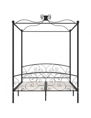 Letto a Baldacchino Nero in Metallo 160x200 cm