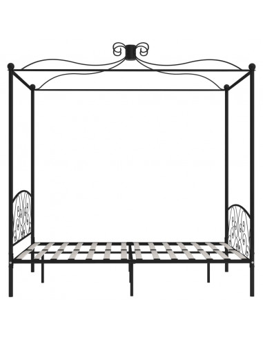 Letto a Baldacchino Nero in Metallo 160x200 cm