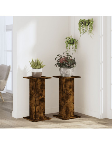 Supporti per Piante 2 pz Rovere Fumo 30x30x60 cm in Truciolato