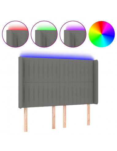 Testiera a LED GrigioScuro 147x16x118/128cm inTessuto