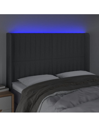 Testiera a LED GrigioScuro 147x16x118/128cm inTessuto