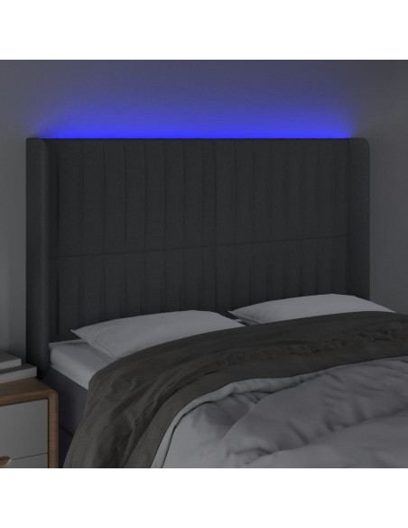 Testiera a LED GrigioScuro 147x16x118/128cm inTessuto