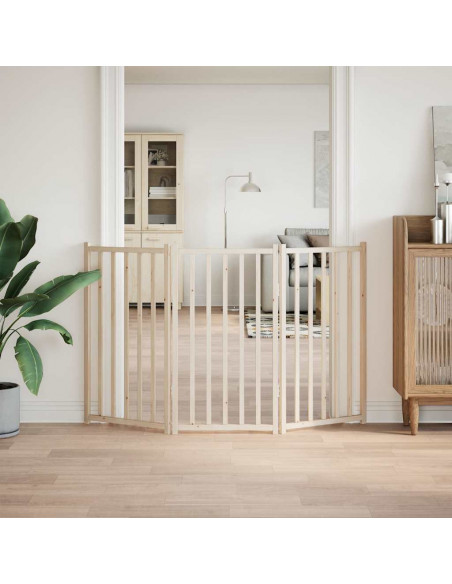 Cancello per Cani Pieghevole 3 Pannelli 150 cm Massello Abete