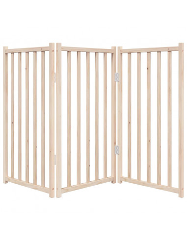 Cancello per Cani Pieghevole 3 Pannelli 150 cm Massello Abete