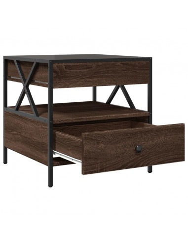 Tavolino da Salotto con LED Infinity Rovere Marrone 50x50x51 cm