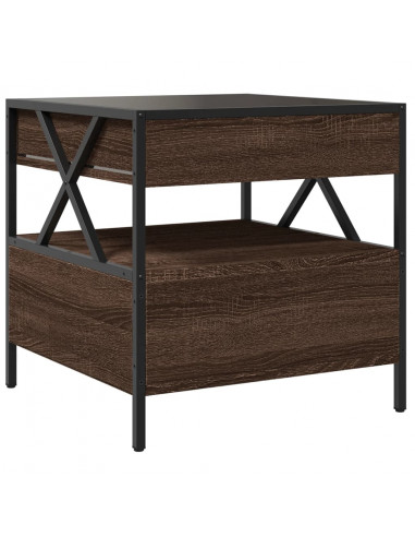 Tavolino da Salotto con LED Infinity Rovere Marrone 50x50x51 cm