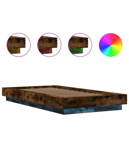 Giroletto con Luci LED Rovere Fumo 90x200 cm Legno Multistrato