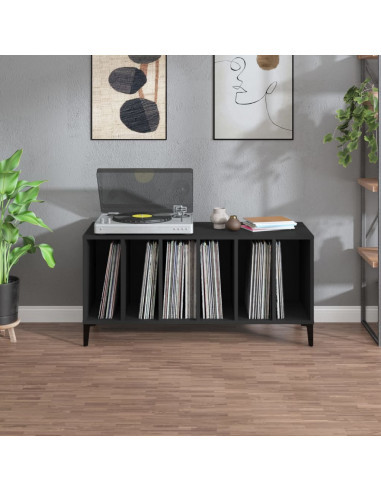 Mobile Porta Dischi Nero 100x38x48 cm in Legno Multistrato
