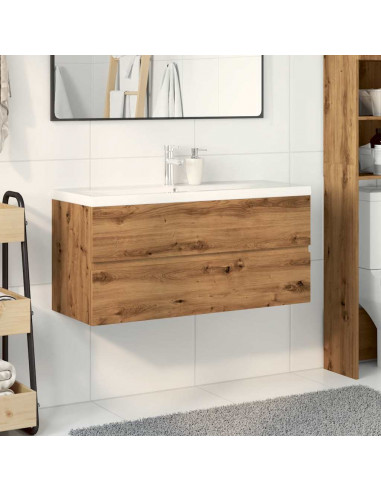 Mobile Bagno Lavabo Integrato Rovere Artigianale 101x39,5x49 cm