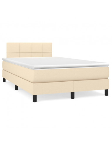 Giroletto a Molle con Materasso Crema 120x200 cm in Tessuto