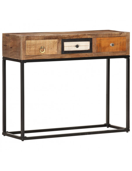 Tavolo Consolle Oro 90x30x75 cm in Legno Massello di Recupero