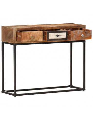 Tavolo Consolle Oro 90x30x75 cm in Legno Massello di Recupero