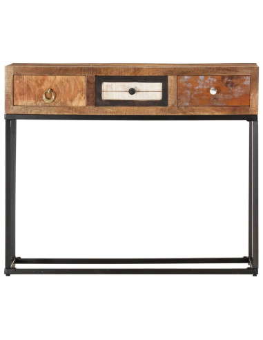 Tavolo Consolle Oro 90x30x75 cm in Legno Massello di Recupero