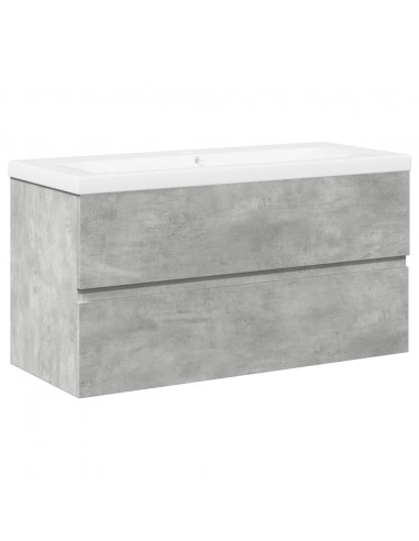 Set Mobili da Bagno 2 pz Grigio Cemento in Legno Multistrato