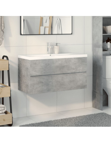 Set Mobili da Bagno 2 pz Grigio Cemento in Legno Multistrato