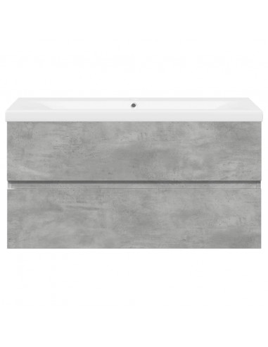 Set Mobili da Bagno 2 pz Grigio Cemento in Legno Multistrato