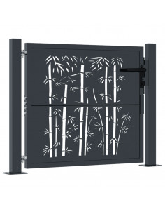 Cancello Giardino Antracite 105x105 cm in Acciaio Design Bambù 2
