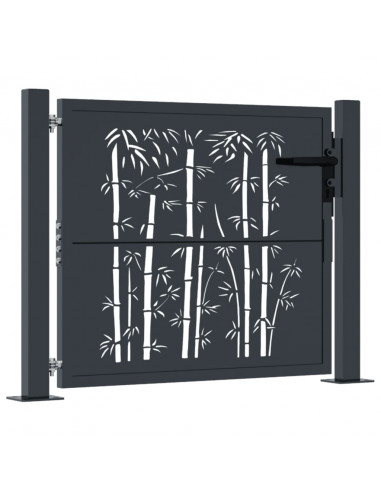 Cancello Giardino Antracite 105x105 cm in Acciaio Design Bambù