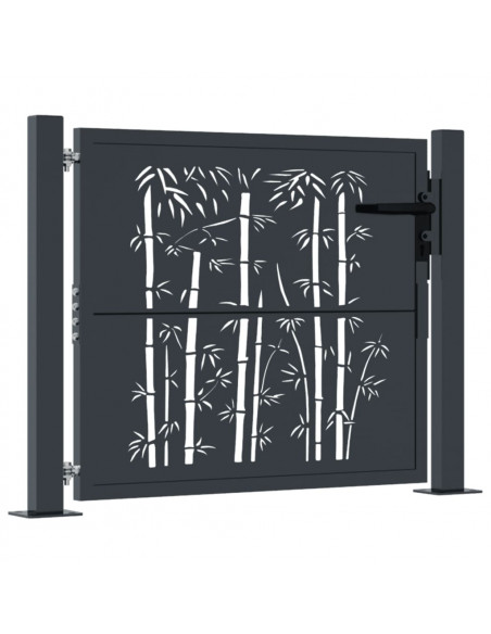 Cancello Giardino Antracite 105x105 cm in Acciaio Design Bambù