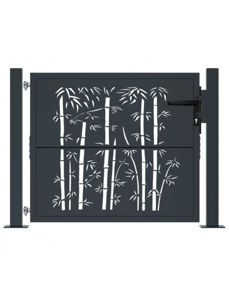 Cancello Giardino Antracite 105x105 cm in Acciaio Design Bambù