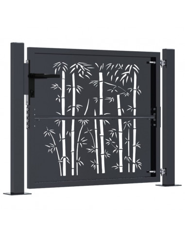 Cancello Giardino Antracite 105x105 cm in Acciaio Design Bambù