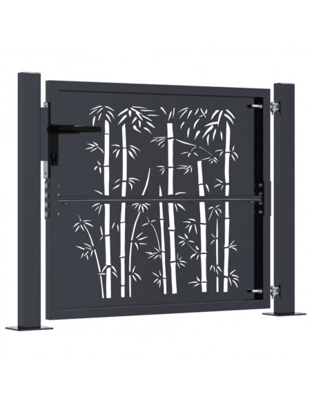 Cancello Giardino Antracite 105x105 cm in Acciaio Design Bambù
