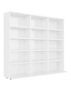 Mobile Porta CD Bianco Lucido 102x23x89,5 cm Legno Multistrato 2