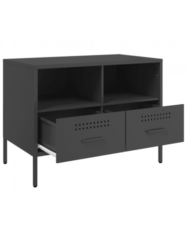 Mobile TV Nero 68x39x50,5 cm in Acciaio Laminato a Freddo