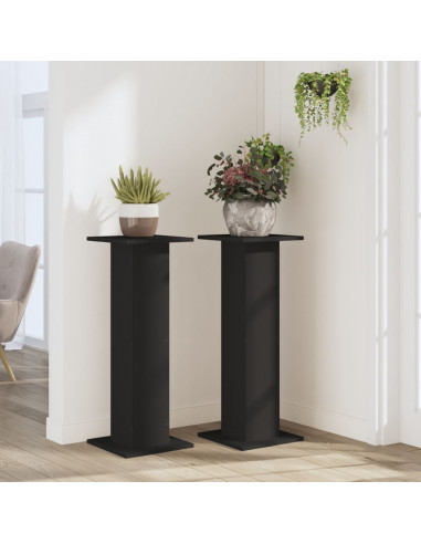 Supporti per Piante 2 pz Neri 30x30x80 cm Legno Multistrato