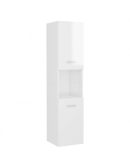 Set Mobili da Bagno Bianco Lucido in Truciolato