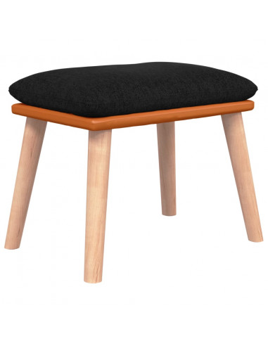 Poggiapiedi Nero 45x29,5x35 cm in Tessuto e Similpelle