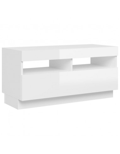 Mobile Porta TV con Luci LED Bianco Lucido 80x35x40 cm