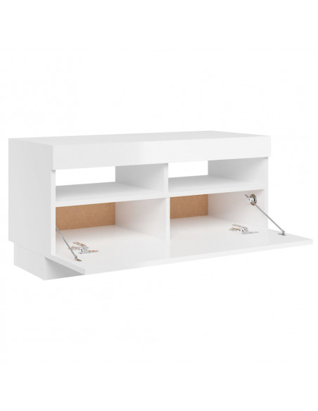 Mobile Porta TV con Luci LED Bianco Lucido 80x35x40 cm