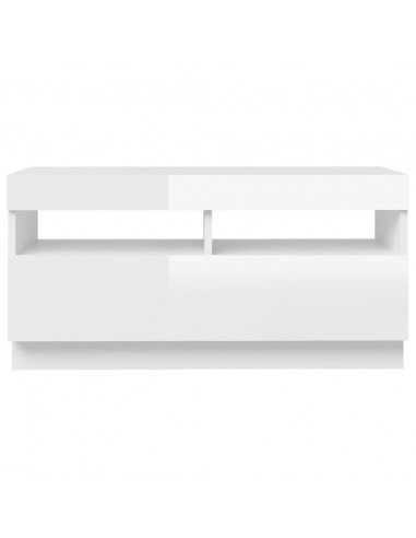 Mobile Porta TV con Luci LED Bianco Lucido 80x35x40 cm