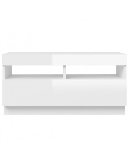 Mobile Porta TV con Luci LED Bianco Lucido 80x35x40 cm
