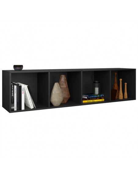 Libreria/Mobile TV Nero 36x30x143 cm in Legno Multistrato
