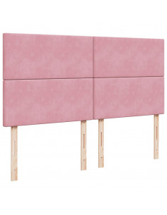 Giroletto a Molle con Materasso Rosa 200x200 cm in Velluto 2