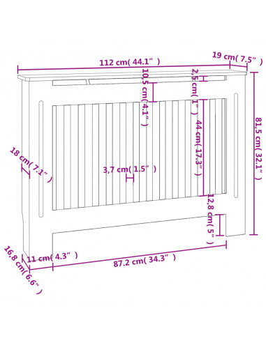 Armadietto Copritermosifone in MDF Bianco 112 cm