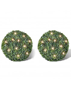 Piante di Bosso Artificiali a Palla 2 pz 35 cm Luce Solare LED 2