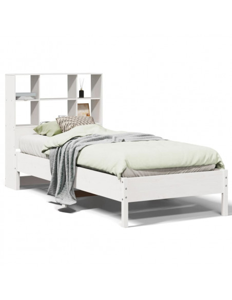 Letto Libreria senza Materasso Bianca 90x200 cm Legno di Pino