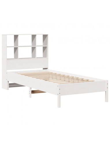 Letto Libreria senza Materasso Bianca 90x200 cm Legno di Pino