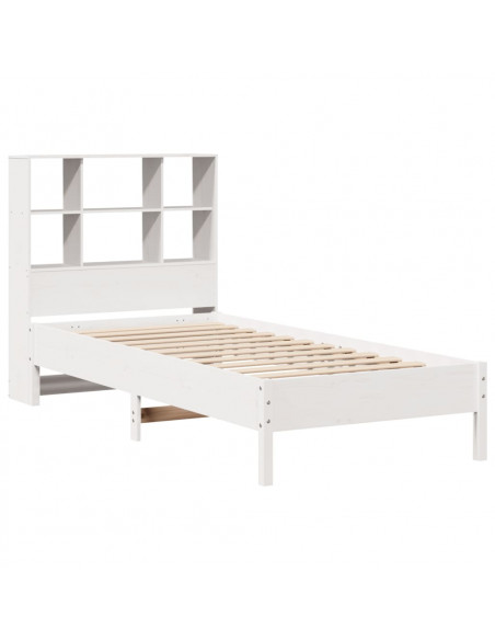 Letto Libreria senza Materasso Bianca 90x200 cm Legno di Pino