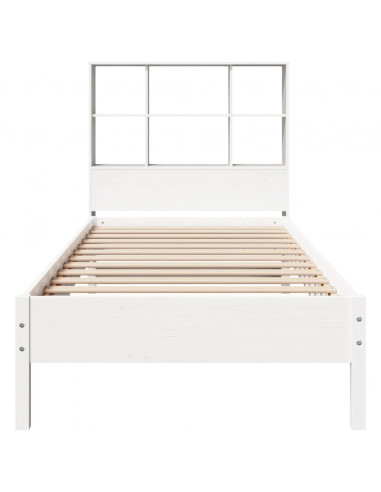 Letto Libreria senza Materasso Bianca 90x200 cm Legno di Pino