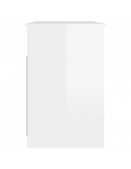 Scrivania Cassetti Bianco Lucido 102x50x76 cm Legno Multistrato