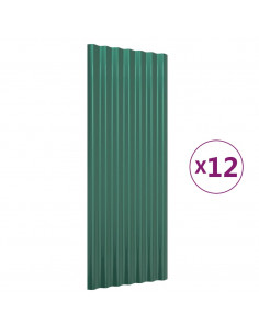 Pannelli per Tetto 12 pz Acciaio Verniciato a Polvere 100x36 cm 2