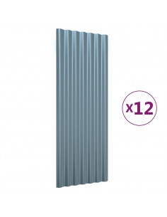 Pannelli Tetto 12pz Acciaio Verniciato a Polvere Grigi 100x36cm 2